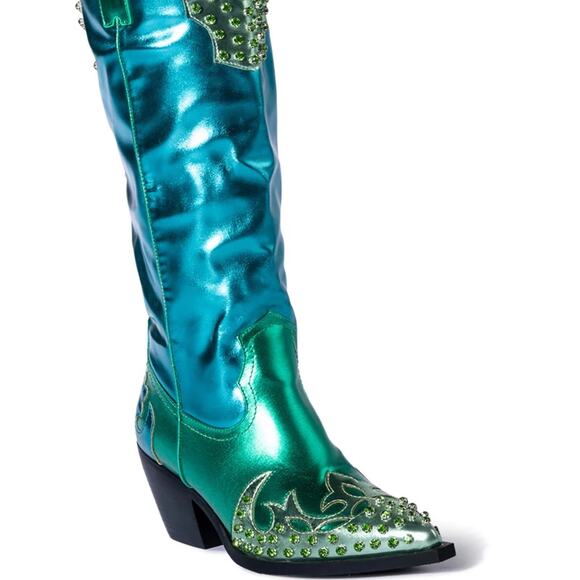 Azalea Wang Jewel Embellished Cowgirl Boots - Picture 6 of 10